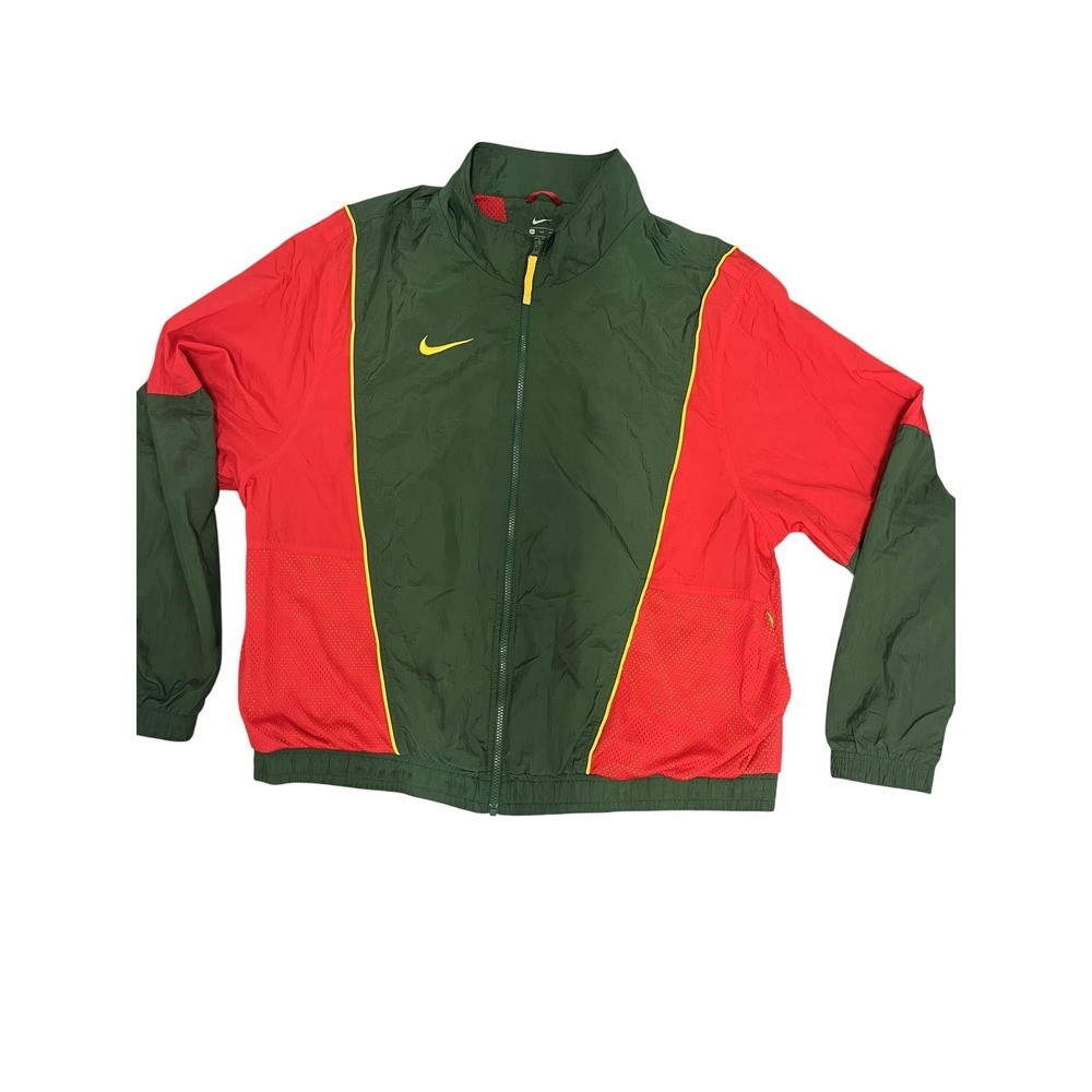 Nike Track Jacket Mens XL Green Red Colorblock Full Zip Mesh Lined Athletic